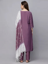 Women's Embroidered Chinnon Straight Kurta Pant Dupatta Set